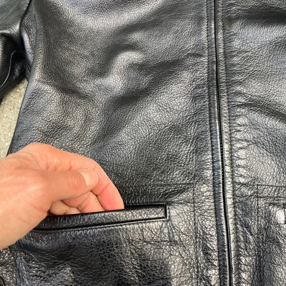90s leather jacket black fitted crop cropped buckleback xs ann taylor biker moto - Picture 6 of 12